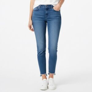 Michael Kors Izzy Skinny Ankle Jeans in Medium Blue Wash Raw Hem Split Cuff Sz 8